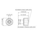 ISO 80369-2 Clear Acrylic Luer, Female Luer Lock to Male Luer Lock Alternative Image 0