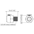 Chrome Plated Brass Socket Coupling, 1/8" NPT Male Thread, Non-Valved, 1/8" Flow - Q2 Series Alternative Image 0