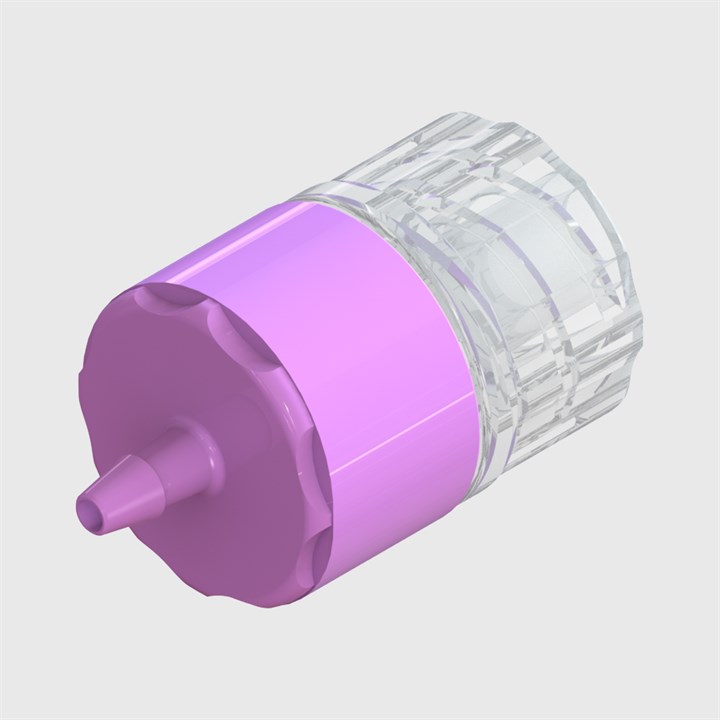 ISO 80369-7 Check Valve, 1/16" (1.6mm) Barb to Male Luer Lock, ABS Body with Polystyrene & Silicone Disc