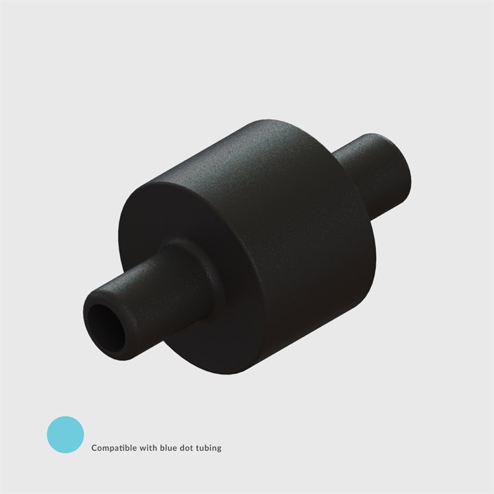 Black Polysulfone Equal Straight Barbless Connector, 1/16" (1.6mm) ID Tube - Compatible With Blue Dot Tubing