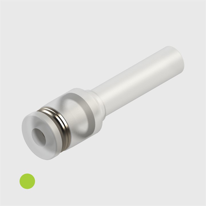 Polypropylene Straight Adaptor, EPDM Seal, 4.0mm OD Push-In Fitting to 6.0mm OD Stem - Compatible With Green Dot Tubing