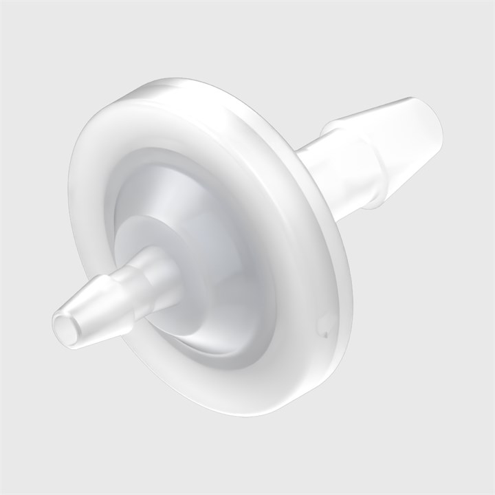 Animal Free Polypropylene In-Line Filters - 1/8" to 3/16" ID Tube - Hydrophilic PET Disc - Various Microns Available