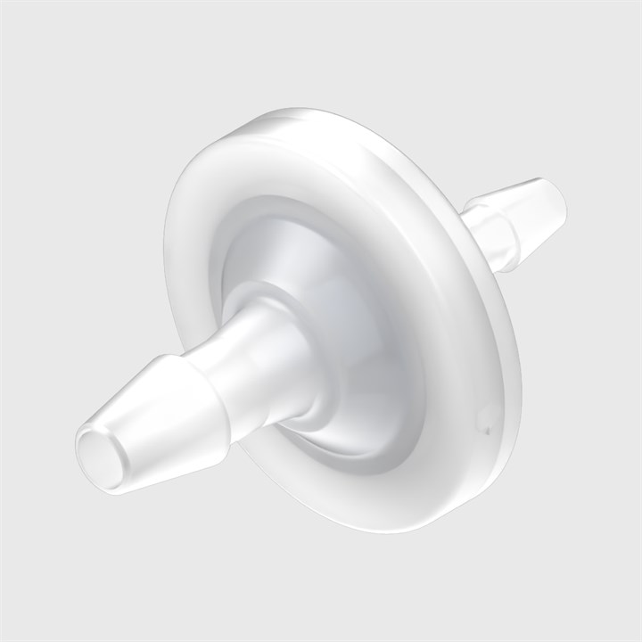 Animal Free Polypropylene In-Line Filters - 3/16" to 1/8" ID Tube - Hydrophilic PET Disc - Various Microns Available