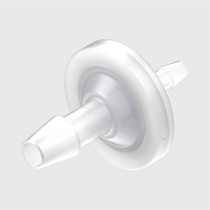 Animal Free Polypropylene In-Line Filters - 1/4" to 1/8" ID Tube - Hydrophilic PET Disc - Various Microns Available
