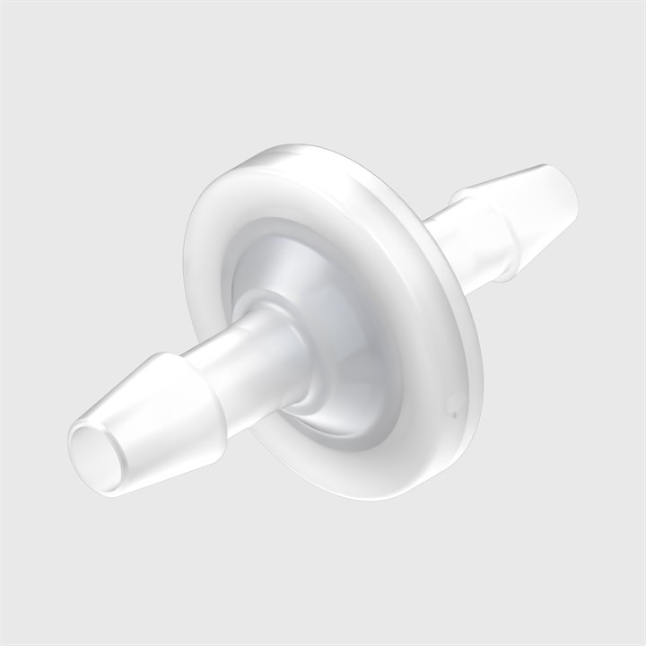 Animal Free Polypropylene In-Line Filters - 1/4" to 3/16" ID Tube - Hydrophilic PET Disc - Various Microns Available