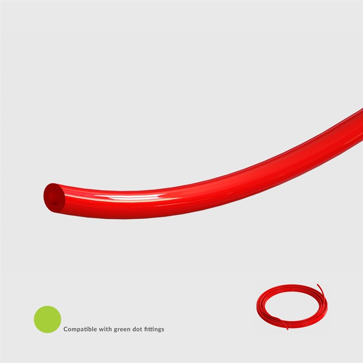 Red Linear Low Density Polyethylene (LLDPE) Tubing, 50 Shore D, 0.106" (2.7mm) ID x 5/32" (4.0mm) OD - 30M - Compatible with Green Dot Fittings