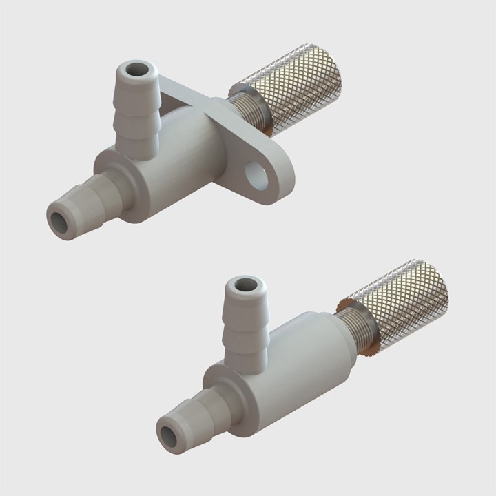 Miniature Glass Filled Polypropylene Needle Valve, Knob With Screwdriver Slot Adjustment