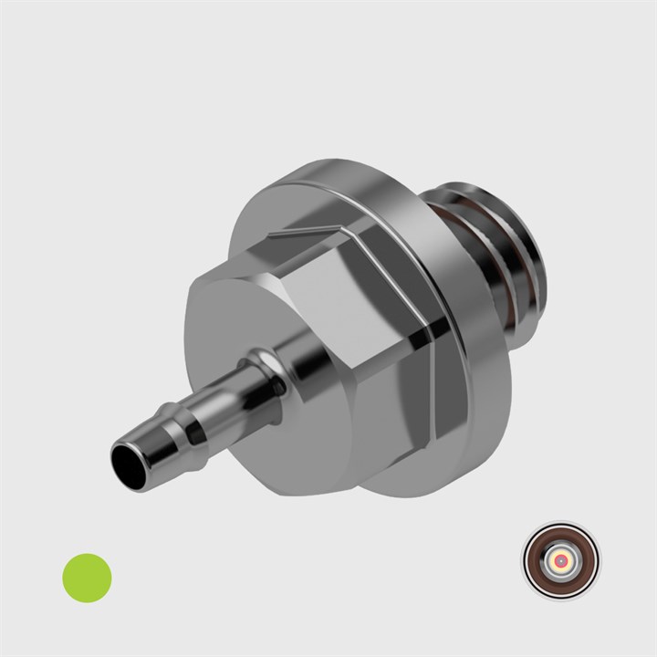 316 Stainless Steel Easy Barb 1/16" (1.6mm) ID Tube to 10-32 UNF Male Thread - Choose Seal and Orifice Options