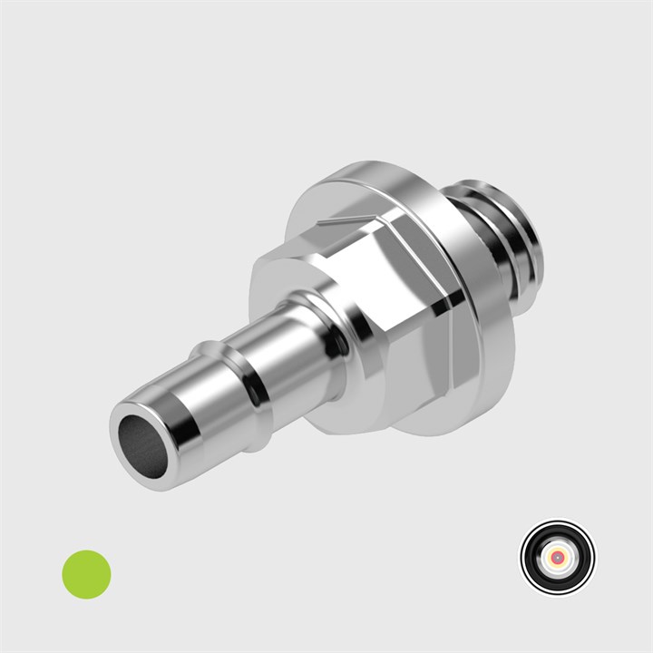 Nickel Plated Brass Easy Barb 1/8" (3.2mm) ID Tube to 10-32 UNF Male Thread - Choose Seal and Orifice Options