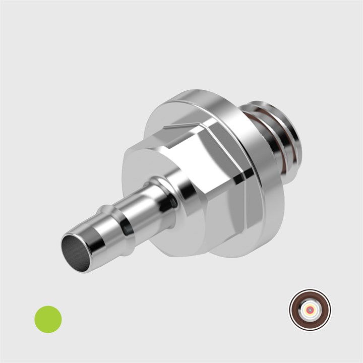 Nickel Plated Brass Easy Barb 3/32" (2.4mm) ID Tube to 10-32 UNF Male Thread - Choose Seal and Orifice Options