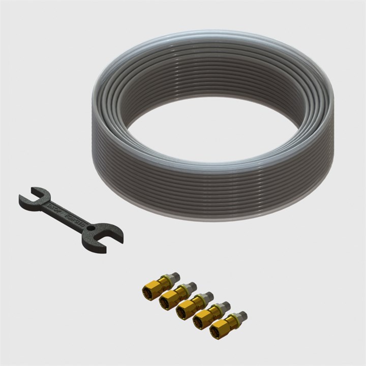 Pneuchange Fitting Kit c/w 6 mm OD / 4 mm ID Tube, Fittings, Clips, Spanner, Driver