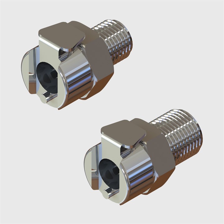 Chrome Plated Brass Coupling Threaded Sockets - 1/8" Flow Thumb Latch - Valved - Q2 Series