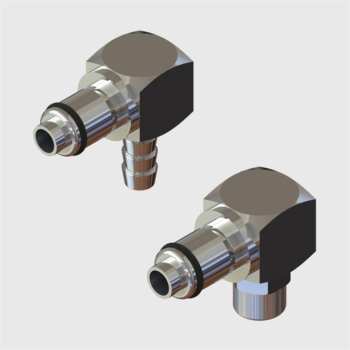 Chrome Plated Brass Elbow Coupling Plugs - 1/4" Flow Thumb Latch - Valved - Q4 Series