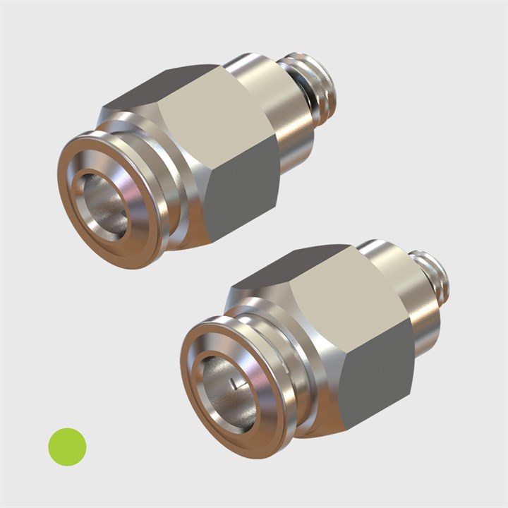 Nickel Plated Brass Push-In Adaptor, M5 Male Thread- Various Sizes