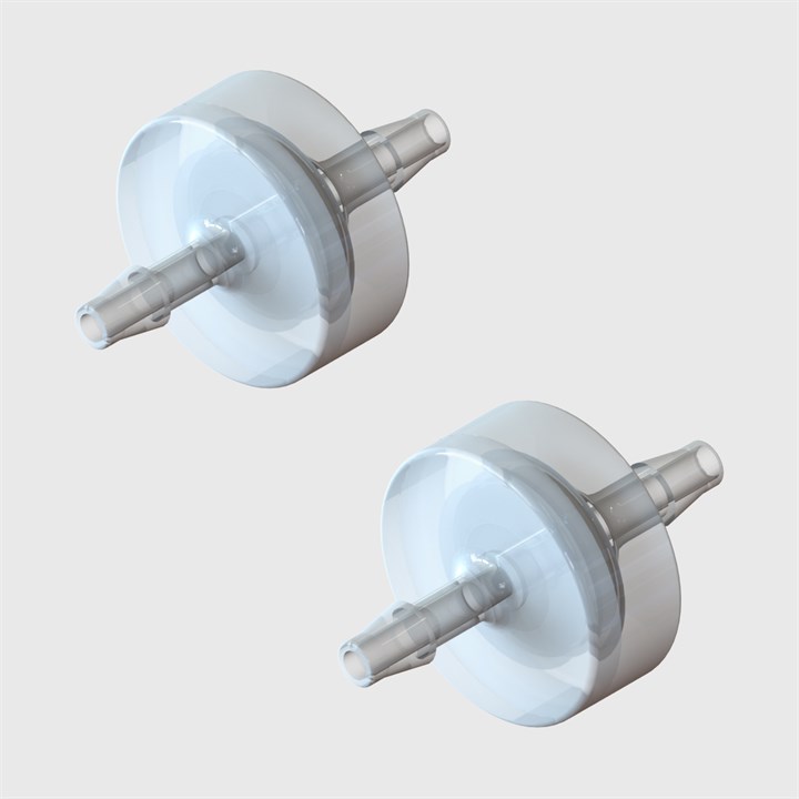 Miniature In-line Filters, Barbs to suit 1/8" ID Tubing - Polycarbonate