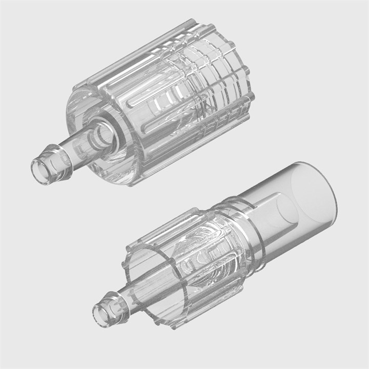 Acrylic High Flow Male and Female Barbed Shielded Connectors - Various Sizes