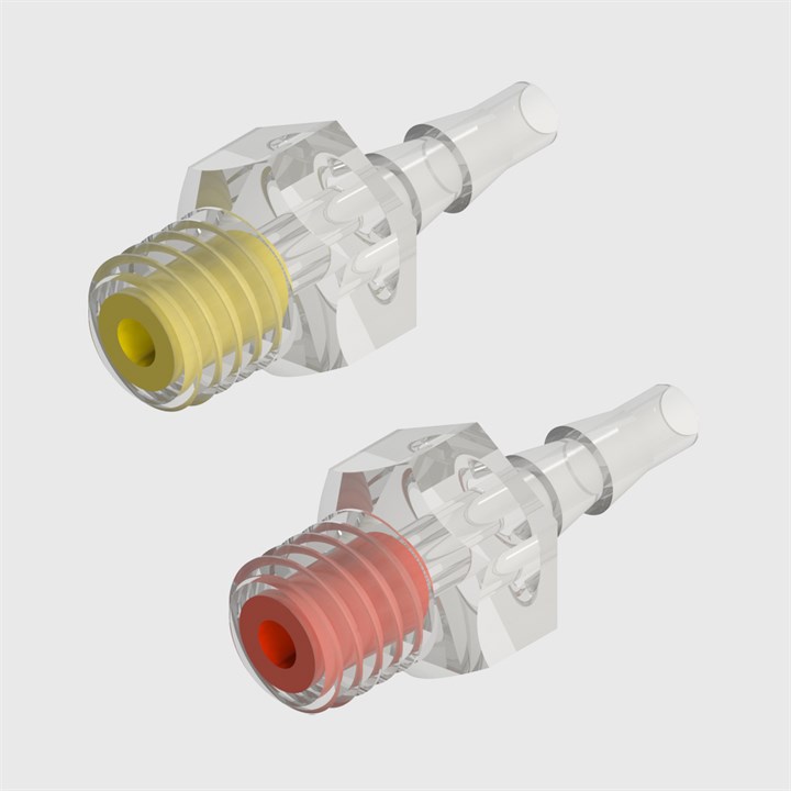 Orifice Restrictor, 10-32 Thread x 1/16" Barb, Polysulfone/Polycarbonate