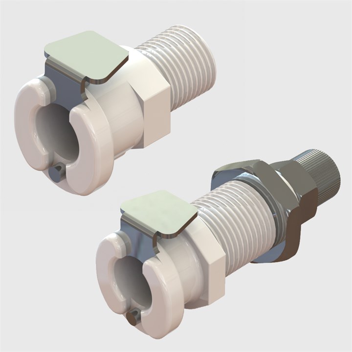 Thumb Latch Couplings - 1/8" Flow, Sockets, Valved - Acetal - Q2 Series