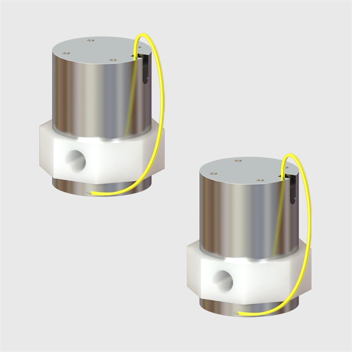 PTFE 2 Way Isolation Valves Normally Closed 0.156" Orifice Effective Size