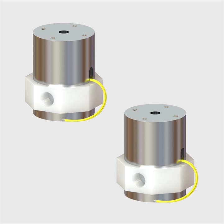 PTFE 2 Way Isolation Valves Normally Open 0.156" Orifice Effective Size