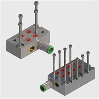 Anodised Aluminium Manifold, Push In Fitting Inlet