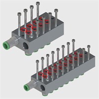 Anodised Aluminium Manifold, Push In Fitting