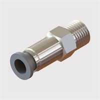 Nickel Plated Brass Bodied Check Valve, Buna-N Seal, 8mm OD Push-In to R1/4" Male Thread, Cracking Pressure 1.45 psi