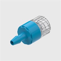 ISO 80369-7 ABS Bodied Filtered Check Valve, Silicone Seal, 0.2 Micron Hydrophobic Glass Fibre disc, 1/8" (3.2mm) ID Tube to Male Luer Lock, Cracking Pressure ≤ 0.1 psi