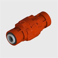 Modular Red Check Valve, 1/4" OD Tube Push-in Input and Output, Nitrile Seals, 3 psi Cracking Pressure