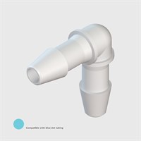 White ABS Equal Elbow Connector, 1/8" (3.2mm) ID Tube - Compatible With Blue Dot Tubing