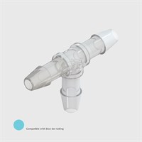Animal Free Polypropylene Equal Tee Connector, 1/16" (1.6mm) ID Tube - Compatible With Blue Dot Tubing