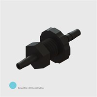 Black Nylon Equal Straight Panel Mount Multi Barb Connector, 1/16" (1.6mm) ID Tube - Compatible With Blue Dot Tubing