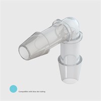 Animal Free Polypropylene Equal Elbow Connector, 1/4" (6.4mm) ID Tube - Compatible With Blue Dot Tubing