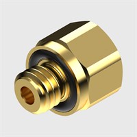 Plain Brass Straight Adaptor, Viton (FKM) Seal, 10-32 UNF Male Thread to 10-32 UNF Female Thread, 5/16" Heto