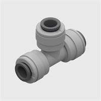 Grey Acetal Tee Pressure Relief Valve, Buna-N (Nitrile) Seal, 1/4" OD Push-In Fitting, Cracking Pressure 1 psi