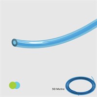 Transparent Blue Polyurethane Tubing, 85 Shore A, 1/4" (6.4mm) ID x 3/8" (9.5mm) OD Tube - 30M - Compatible with Both Green and Blue Dot Fittings