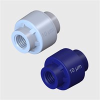 Polysulfone Miniature Disposable Filter with 10 Micron Stainless Steel Screen - Available in 10-32 and M5 Threads