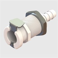 Thermoplastic Panel Mount Socket Coupling, 6.4mm (1/4") ID Tube, Non-Valved, 1/4" Flow - Q4 Series