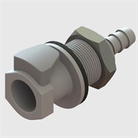 Polypropylene Panel Mount Socket Coupling with Gasket, EPDM Seal, 6.4mm (1/4") ID Tube, Valved, 1/4" Flow - Q5 Series