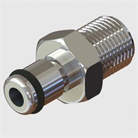 Chrome Plated Brass Plug Coupling, Buna-N Seal, 1/8" NPT Male Thread, Non-Valved, 1/8" Flow - Q2 Series
