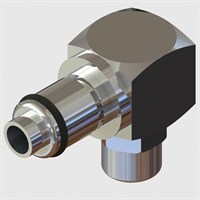 Chrome Plated Brass Elbow PTF Plug Coupling, Buna-N Seal, 6.4mm (1/4") OD/4.3mm (0.17") ID Tube, Valved, 1/4" Flow - Q4 Series