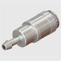 Quick Connect Socket x .165" OD Barb, Non-Valved, Nickel Plated Brass