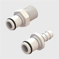 Thumb Latch Couplings - 1/4" Flow, Plugs, Non-Valved, Metal latch - Acetal - Q4 Series