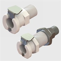 Thumb Latch Couplings - 1/8" Flow, Sockets, Valved - Acetal - Q2 Series