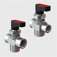 Panel Mount Valve, Nickel Plated Brass  Valve, 3 Way Tee Ball Valve, Threaded Ports, NBR Seal