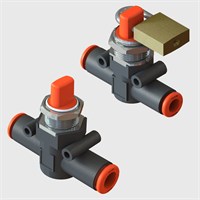 Panel Mountable Valve - 2/3 Way Options/6/mm Push-in Connections with Padlock