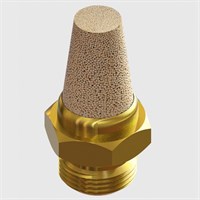 G1/4" Long Body Style Brass Silencer, Sintered Bronze Element