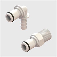 Thumb Latch Couplings - 1/4" Flow, Plugs, Non-Valved, Plastic latch - Acetal - Q5 Series