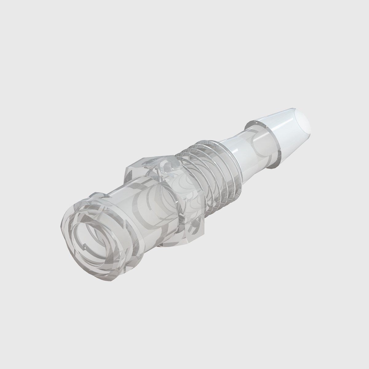 ISO 803697 Female Luer Lock to 1/8" Barb Bulkhead, Animal Free